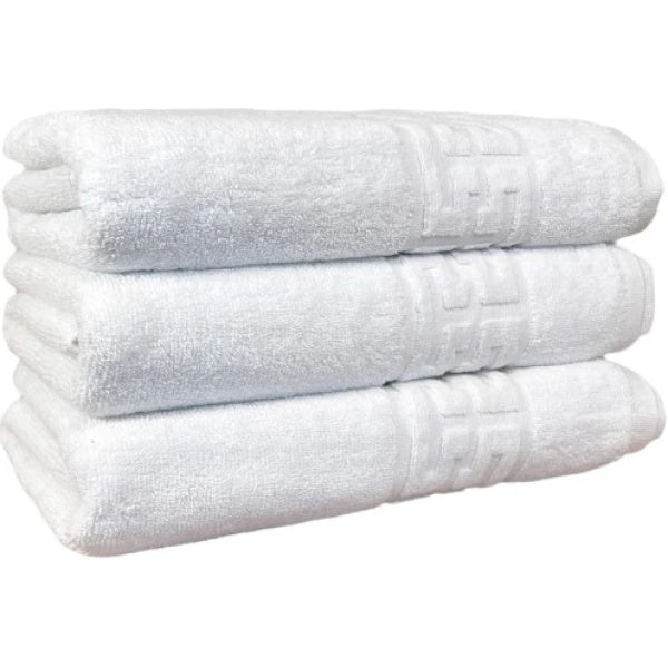 Set 3 prosoape medii, Bumbac 100%, 50X90 ,Model Greek Border, Alb, PF15