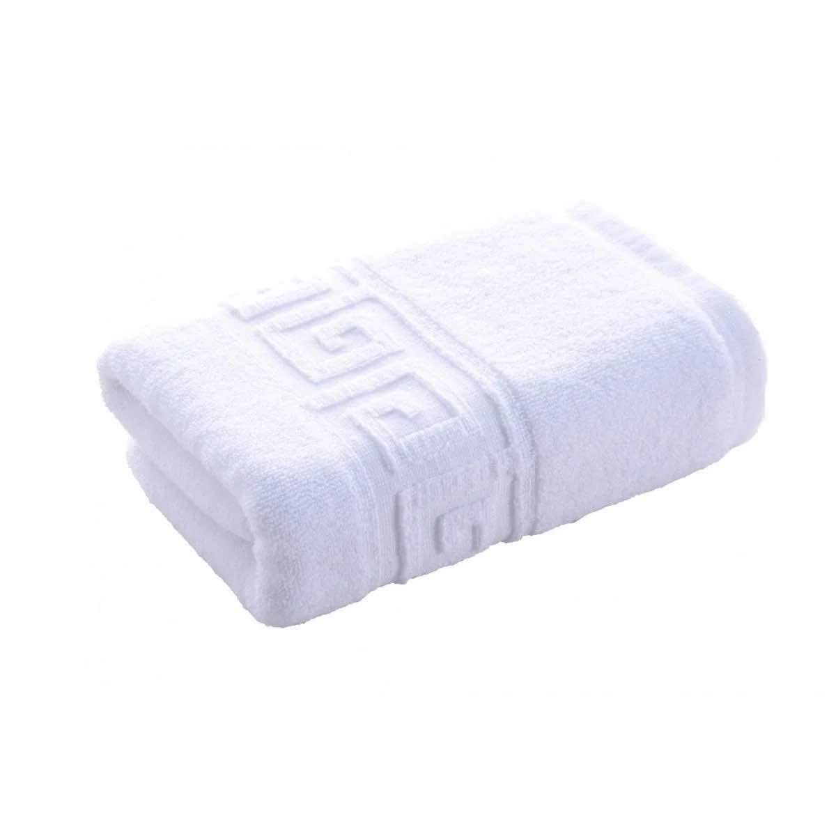 Prosop Bumbac 100%, 50x90 ,Model Greek Border, Alb, PF01