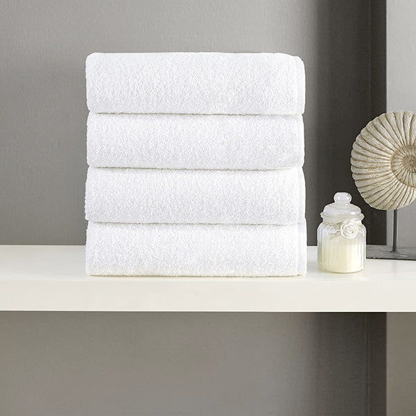 Set 4 prosoape medii, model Clasic, Bumbac 100%, 50x90 , Albe, PF48