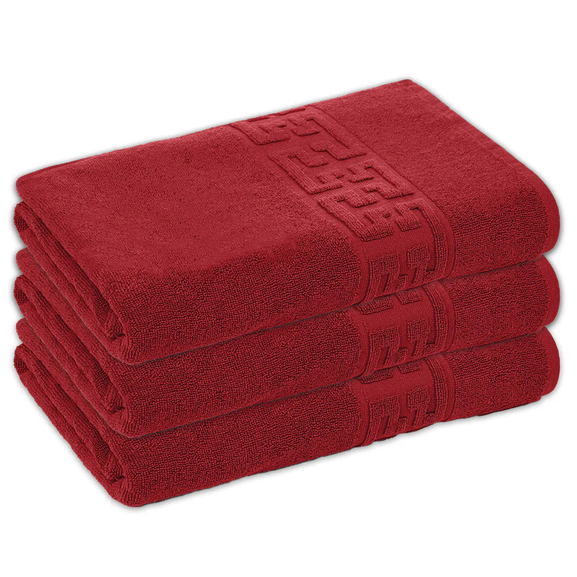 Set 3 prosoape medii, Bumbac 100%, 50X90 ,Model Greek Border, Grena, PF27