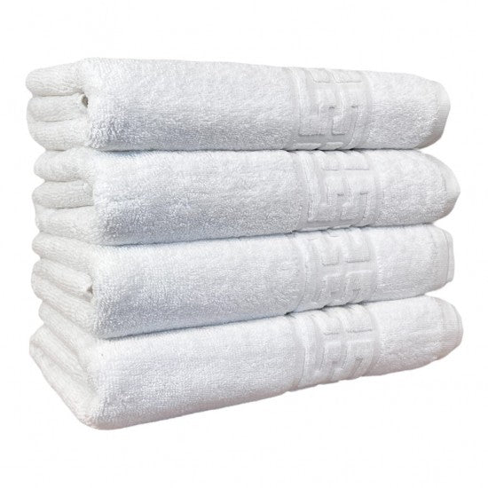 Set 4 prosoape medii, Bumbac 100%, 50X90 ,Model Greek Border, Alb, PF33