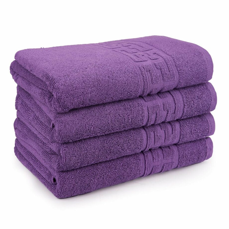 Set 4 prosoape medii, Bumbac 100%, 50X90 ,Model Greek Border, Mov, PF37