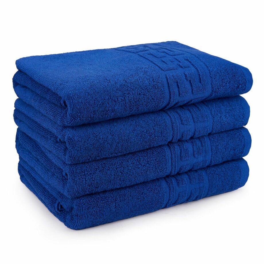 Set 4 prosoape medii, Bumbac 100%, 50X90 ,Model Greek Border, Albastru, PF39