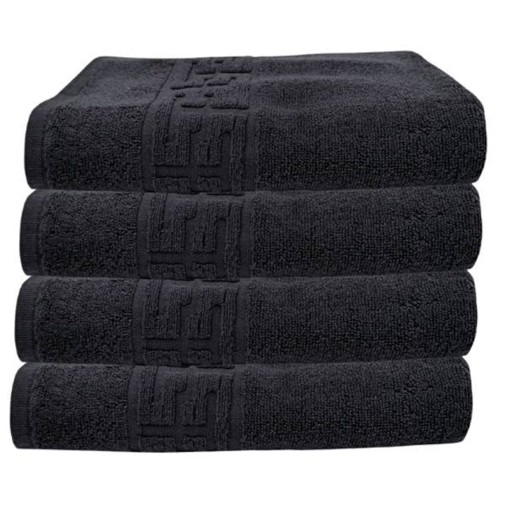 Set 4 prosoape medii, Bumbac 100%, 50X90 ,Model Greek Border,Negru, PF43