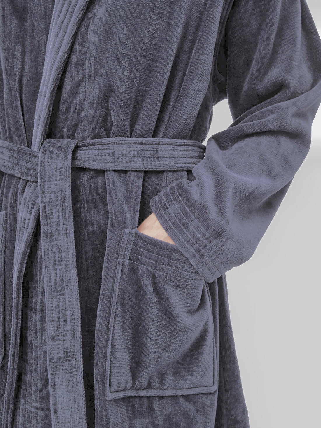 Halat de baie Premium, Velur, Bumbac foarte fin Gri, HV14