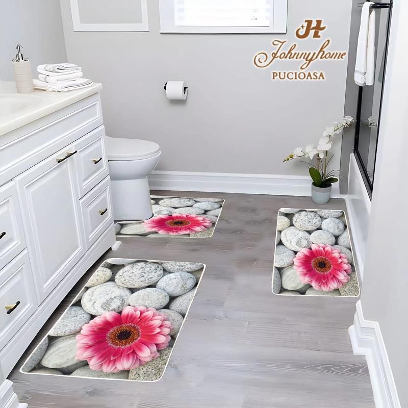 Covorase de baie, 3 piese, 3D, Antiderapante , CBA11