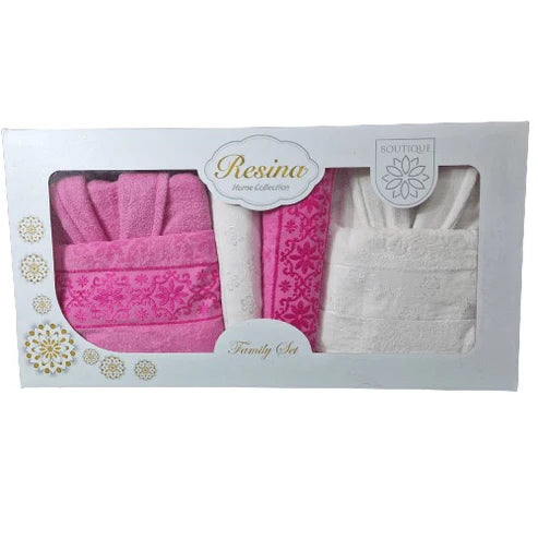 Set Halate si Prosoape din Bumbac 100%, 6 Piese, Resina, Alb-Roz - HR05