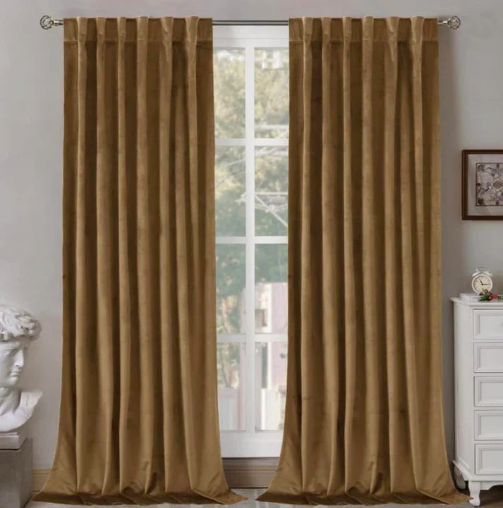 Set 2 Draperii din Catifea, Maro, 150 X 250 cm , cu Rejansa