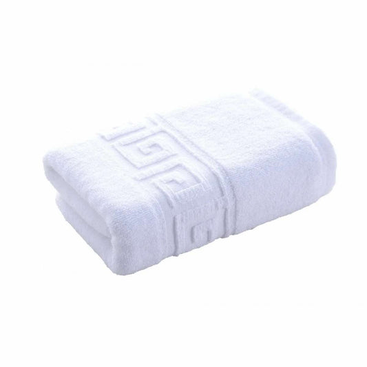 Prosop Bumbac 100%, 50x90 ,Model Greek Border, Alb, PF01