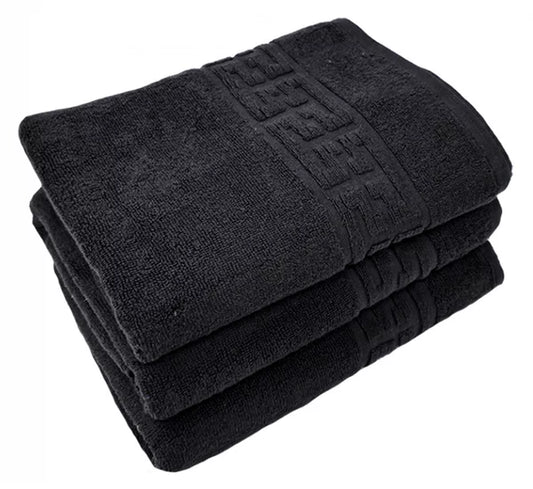 Set 3 prosoape mici ,Bumbac 100%, 30x50 ,Model Greek Border, Negru, PM09