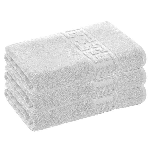 Set 3 prosoape mici ,Bumbac 100%, 30x50 ,Model Greek Border, Alb, PM01