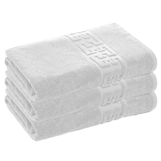 Set 3 prosoape mici ,Bumbac 100%, 30x50 ,Model Greek Border, Alb, PM01