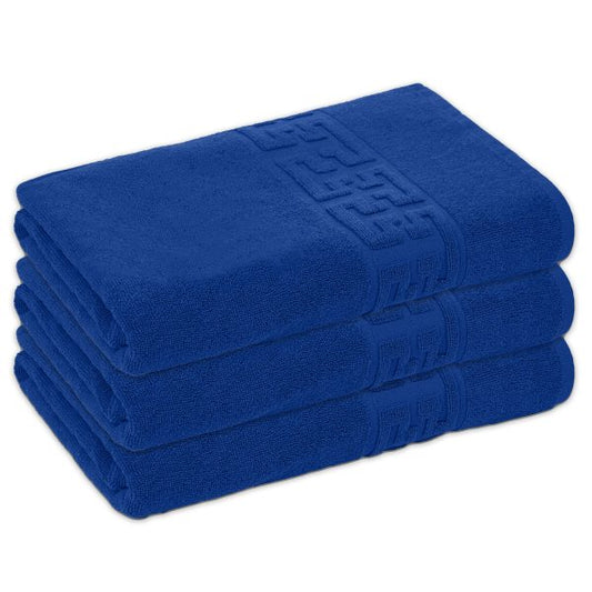 Set 3 prosoape mici ,Bumbac 100%, 30x50 ,Model Greek Border, Albastru Royal, PM06