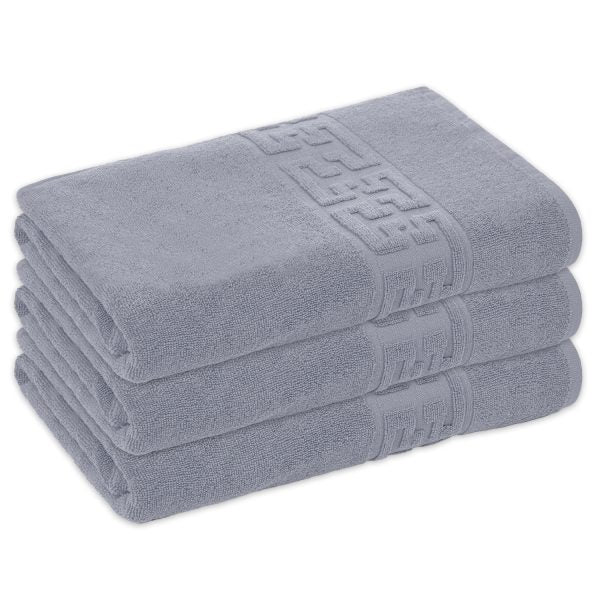 Set 3 prosoape mici ,Bumbac 100%, 30x50 ,Model Greek Border, Gri, PM03