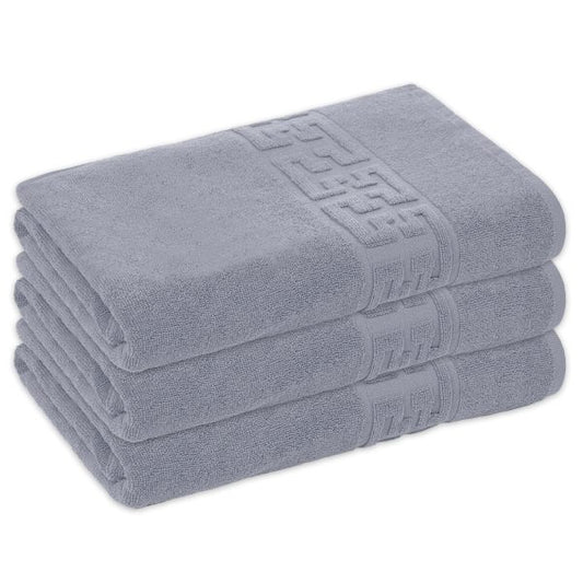 Set 3 prosoape mici ,Bumbac 100%, 30x50 ,Model Greek Border, Gri, PM03