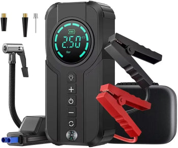 Compresor si redresor auto multifunctional, 2 in 1 cu pornire urgenta, lanternă, afisaj digital si baterie externa, portabil