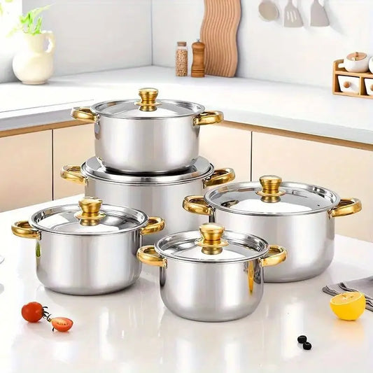 Set complet 5 oale de inox, capace de sticla, 10 piese,