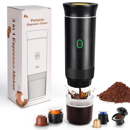 Espresor de cafea portabil, 3 în 1, capsule sau cafea macinata, încarcare Usb, 20bar, gri