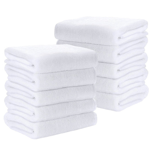 Set 10 prosoape medii, model Clasic, Bumbac 100%, 50x90 , Albe, PF49