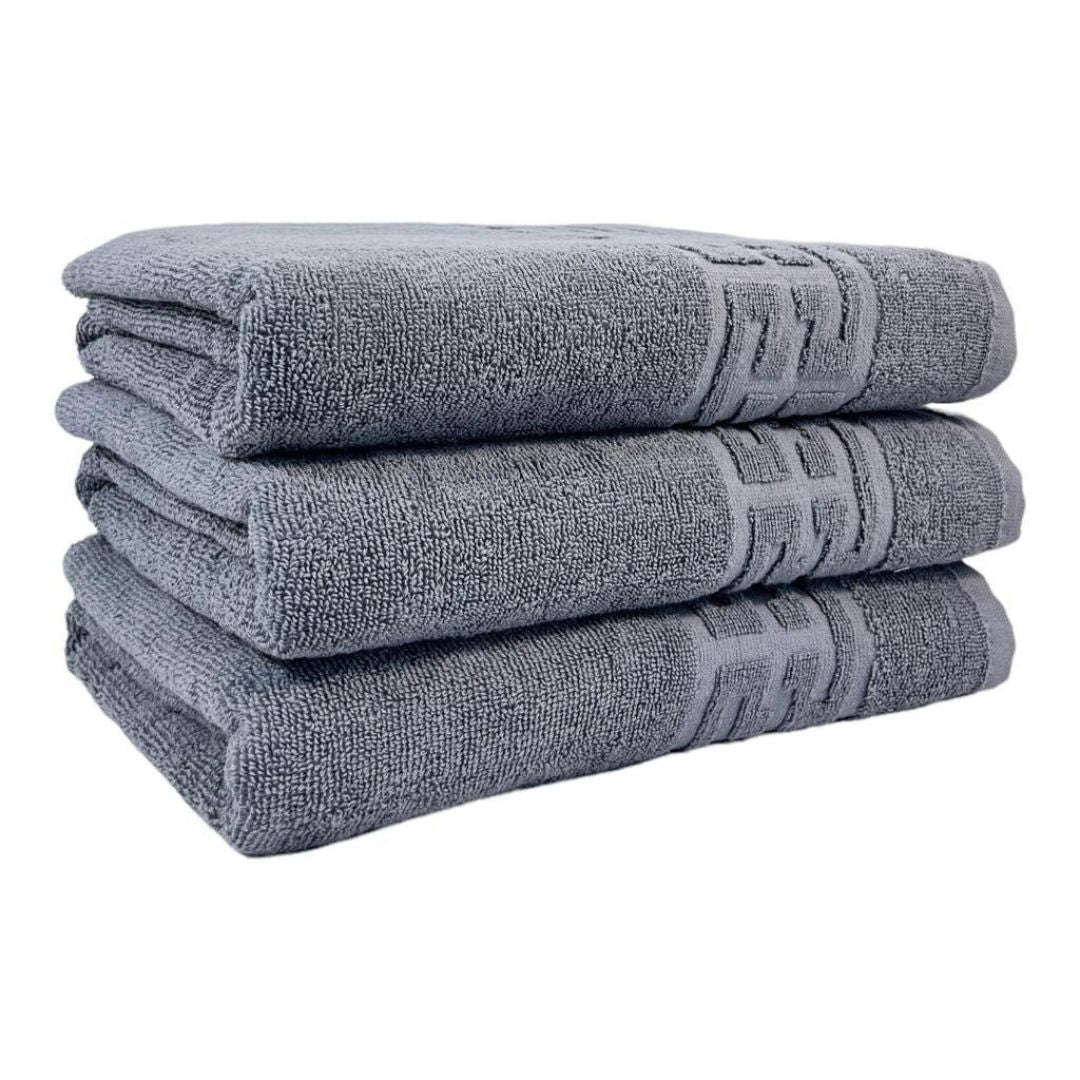 Set 3 prosoape medii, Bumbac 100%, 50X90 ,Model Greek Border, Gri, PF14