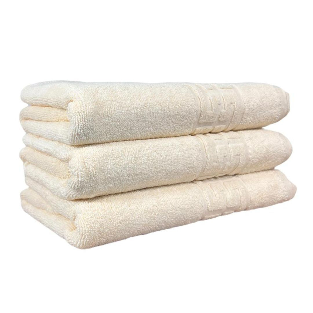 Set 3 prosoape corp, Bumbac 100%, 70x130 ,Model Greek Border, Crem, PCM15