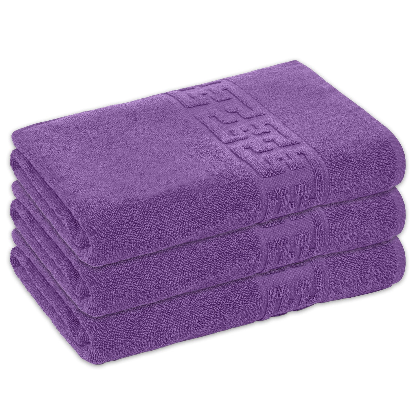 Set 3 prosoape corp, Bumbac 100%, 70x130 ,Model Greek Border, Mov, PCM16