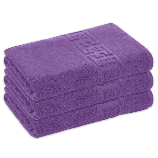 Set 3 prosoape corp, Bumbac 100%, 70x130 ,Model Greek Border, Mov, PCM16