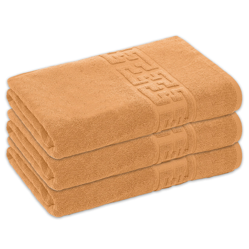 Set 3 prosoape medii, Bumbac 100%, 50X90 ,Model Greek Border, Maro, PF24