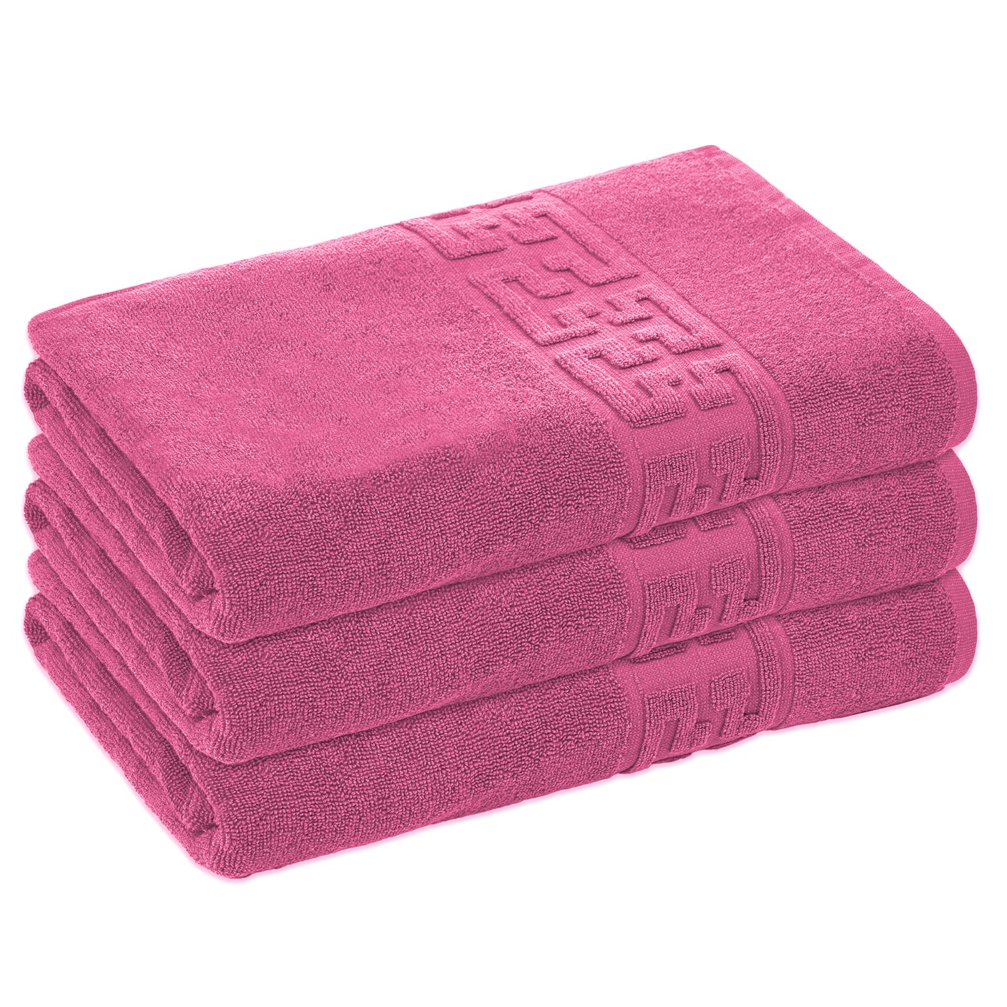 Set 3 prosoape corp, Bumbac 100%, 70x130 ,Model Greek Border, Roz, PCM29