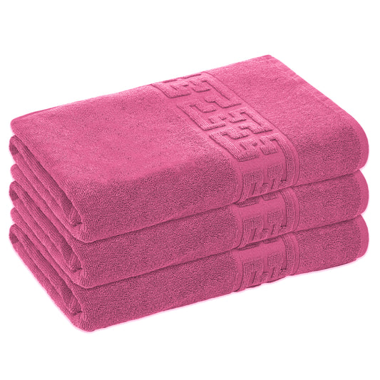 Set 3 prosoape corp, Bumbac 100%, 70x130 ,Model Greek Border, Roz, PCM29