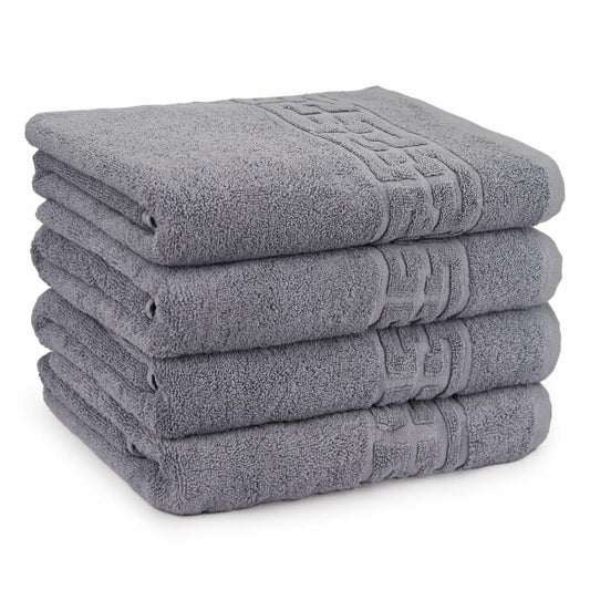 Set 4 prosoape medii, Bumbac 100%, 50X90 ,Model Greek Border, Gri, PF31