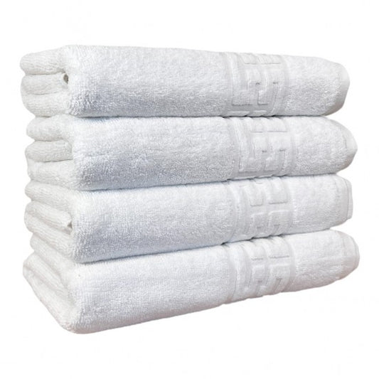 Set 4 prosoape medii, Bumbac 100%, 50X90 ,Model Greek Border, Alb, PF33