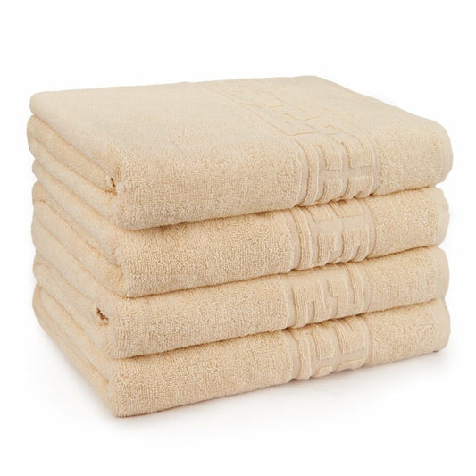 Set 4 prosoape medii, Bumbac 100%, 50X90 ,Model Greek Border, Crem, PF34