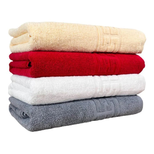 Set 4 prosoape medii, Bumbac 100%, 50X90 ,Model Greek Border, Crem,Rosu,Gri,Alb, PF41