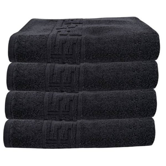 Set 4 prosoape medii, Bumbac 100%, 50X90 ,Model Greek Border,Negru, PF43