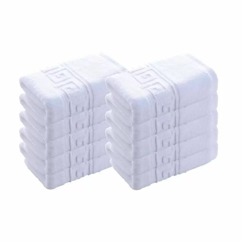 Set 10 prosoape corp, Bumbac 100%, 70x130 ,Model Greek Border, Albe, PCM45