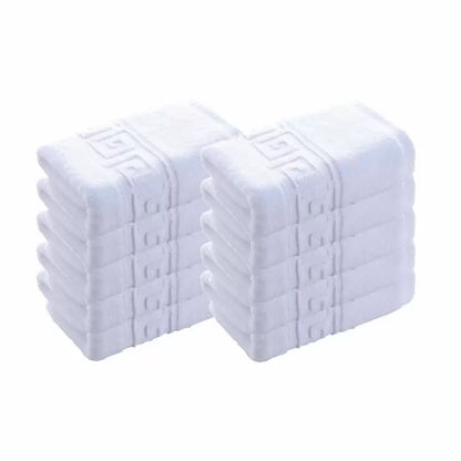 Set 10 prosoape corp, Bumbac 100%, 70x130 ,Model Greek Border, Albe, PCM45