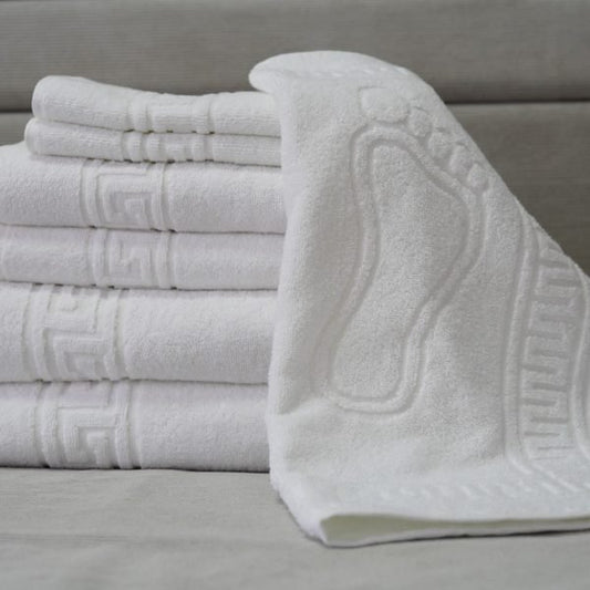 Set mixt 7 prosoape 100% Bumbac, model Greek Border, Albe, MXT03