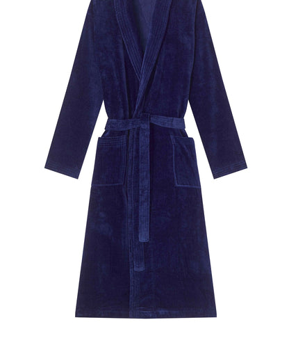 Halat de baie Premium, Velur, Bumbac foarte fin, Albastru, HV12