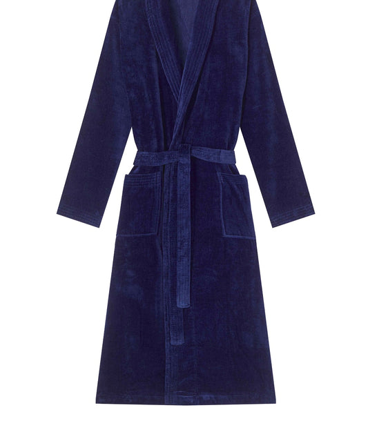 Halat de baie Premium, Velur, Bumbac foarte fin, Albastru, HV12