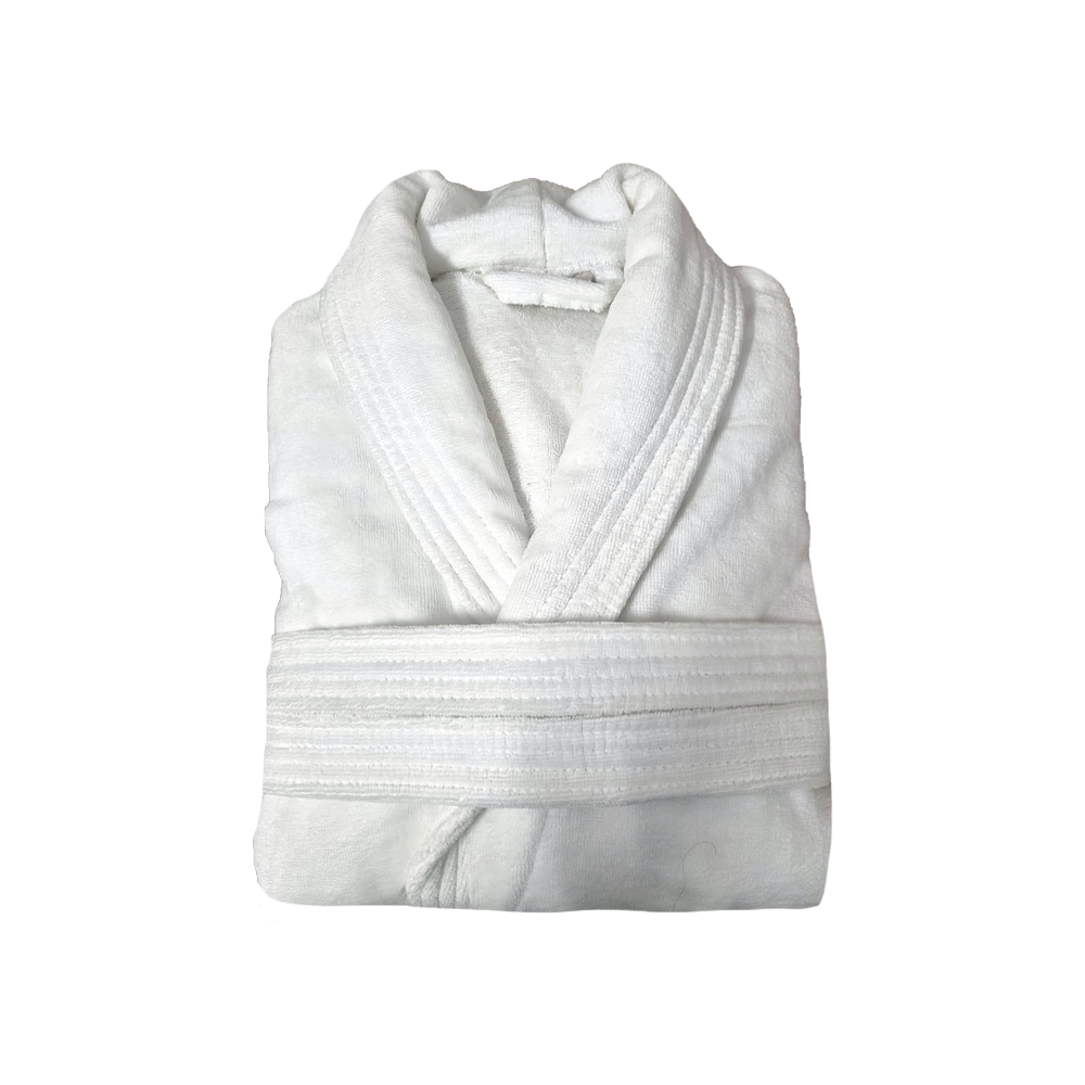 Halat de baie Premium, Velur, Bumbac foarte fin, Alb, HV11