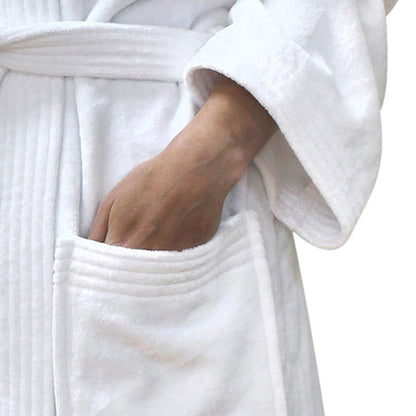 Halat de baie Premium, Velur, Bumbac foarte fin, Alb, HV11