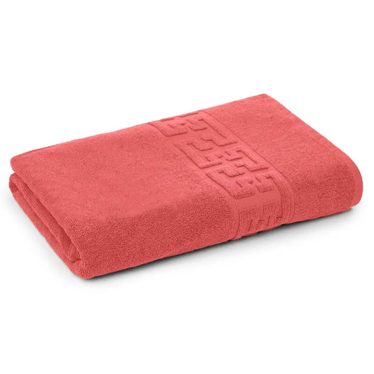 Prosop Bumbac 100%, 70x130 ,Model Greek Border, Coral, PCM05