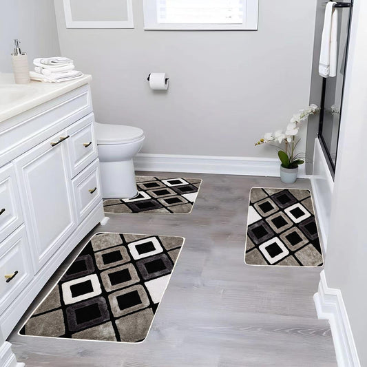 Covorase de baie, 3 piese, 3D, Antiderapante , CBA12