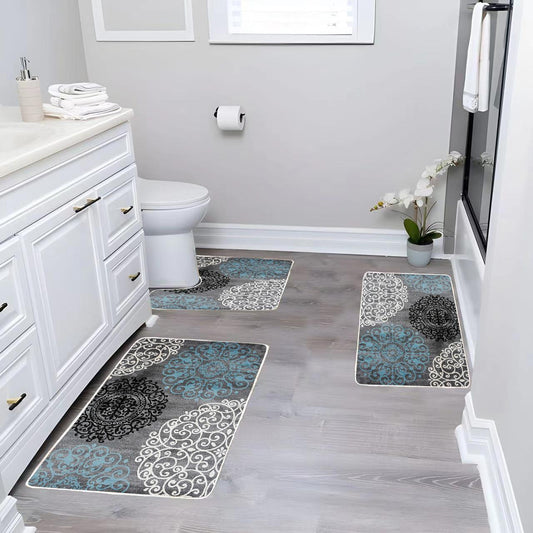 Covorase de baie, 3 piese, 3D, Antiderapante , CBA01