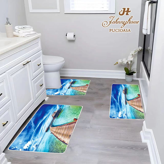 Covorase de baie, 3 piese, 3D, Antiderapante , CBA10