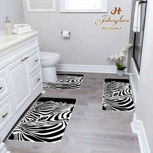 Covorase de baie, 3 piese, 3D, Antiderapante , CBA09